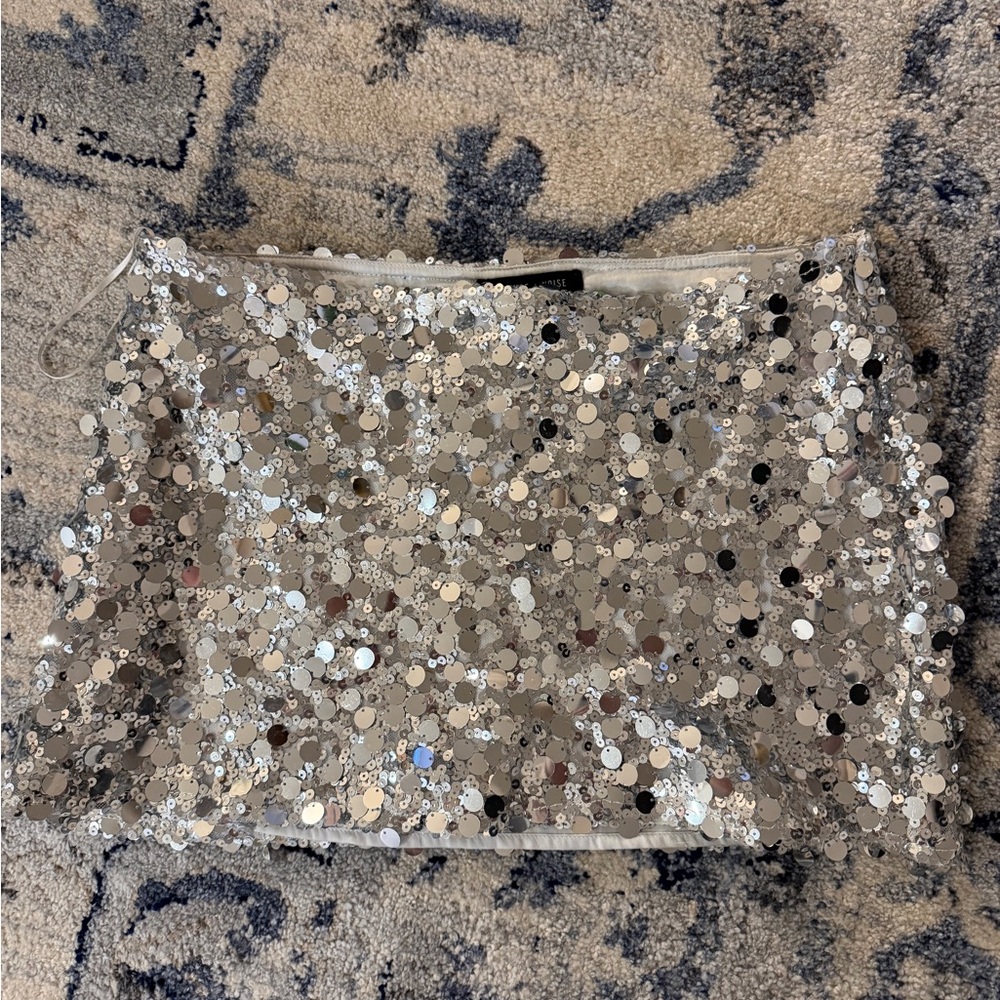 Silence + Noise Silver Sequin Skirt
